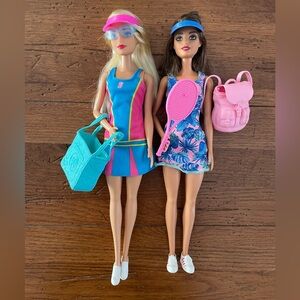 Barbie Tennis Duo in Pink and Blue Outfits
